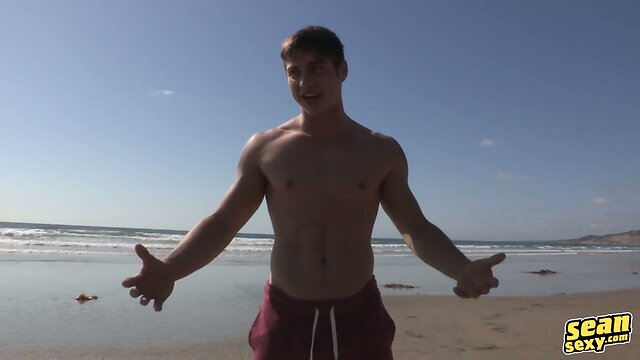 Kristian showing off his sexy body at the beach