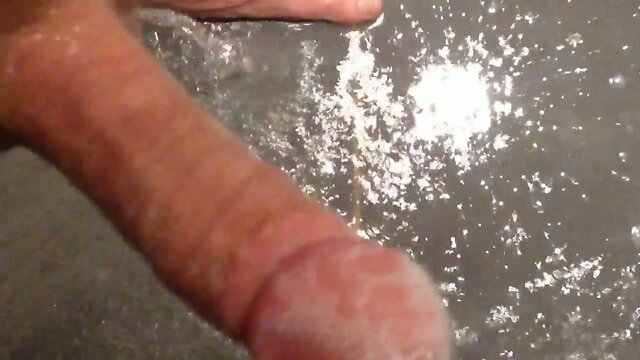 Playing with my hard Dick and cumming in the shower