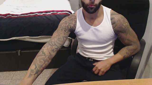 Str8 tattoo men cum hard and fast