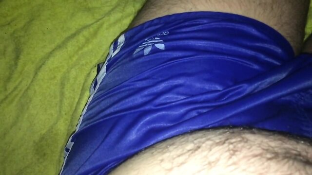 I in Adidas blue White nylon satin short