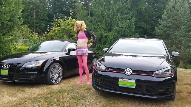 Sissy Carwash Adventure: Two Amateur Crossdressing Men