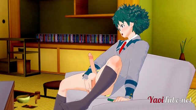 Uncensored Yaoi Animation: Boku no Hero`s Deku Cosplay