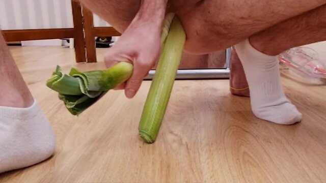 Amateur anal play with large veg insertions and orgasms