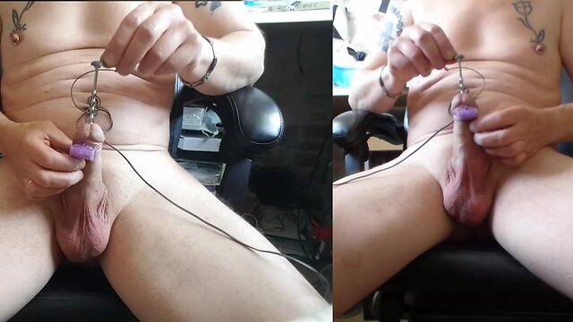 Electro e-stim urethral sounding compilation with slow