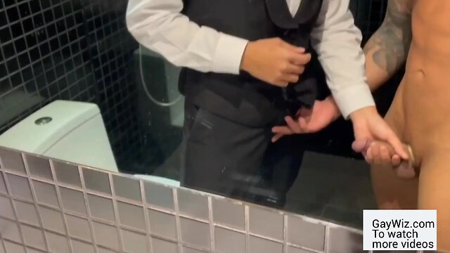 Hotel room hookup: dominant asian waiter takes my first